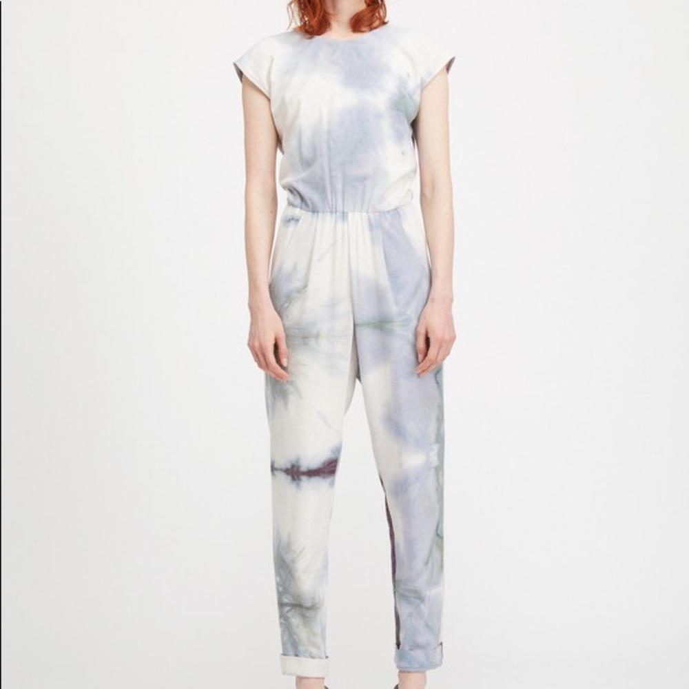 UPSTATE Tie-dyed Jumpsuit in light sky blue
